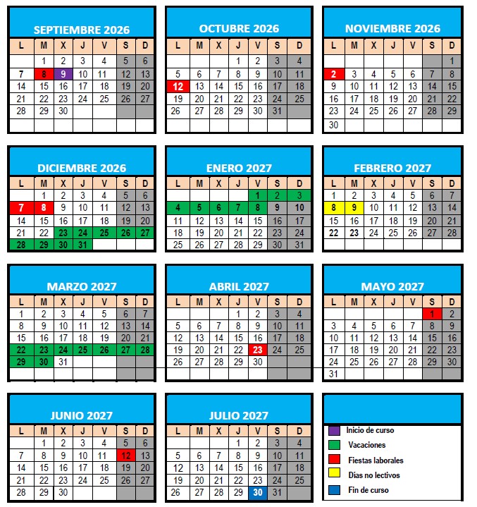 imagen de calendario escolar