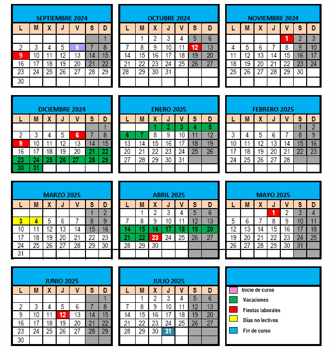 imagen de calendario escolar